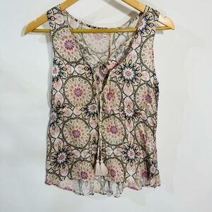 Odd Molly Pattern V-Neck Sleeveless Tank NWT